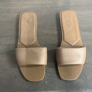 Zara Women's Beige Slide Sandals